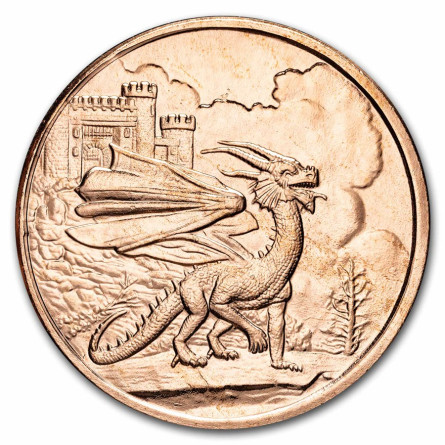 Celtic Lore Copper Medal: Welsh Red Dragon, 1 ounce - obverse.