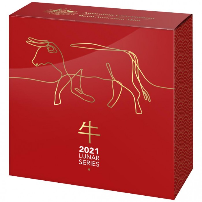 Lunar Ox 2021, 1oz (Proof) - Schachtel, Vorderseite