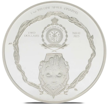 Marvel Silver Coin - Groot 2025, 1 oz - reverse.