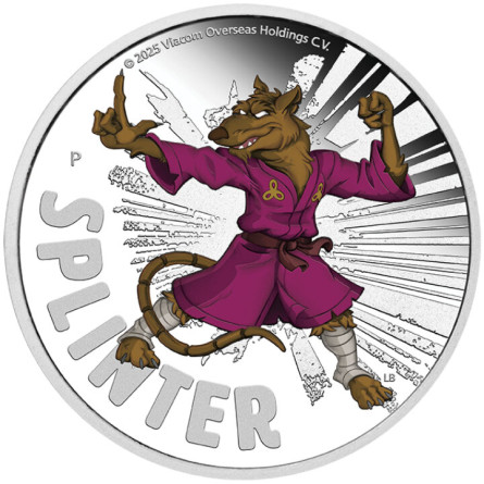Srebrna Moneta Teenage Mutant Ninja Turtles: Splinter 2025 Color, 1 uncja - rewers