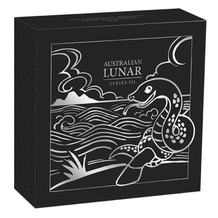 Srebrna Moneta Lunar III Rok Węża 2025 Antiqued, 1 uncja - box 2