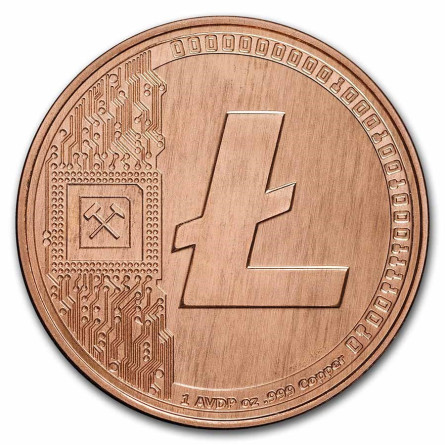 Copper Litecoin Medal, 1 oz - reverse side