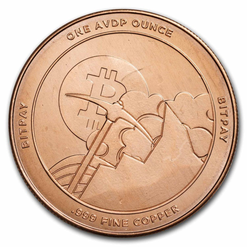 Bitpay Copper Medal, 1 ounce - reverse side Bitpay Copper Medal, 1 ounce - reverse side