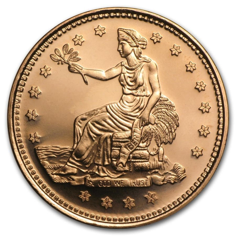 Copper Trade Dollar Medal, 1 ounce - reverse side Copper Trade Dollar Medal, 1 ounce - reverse side