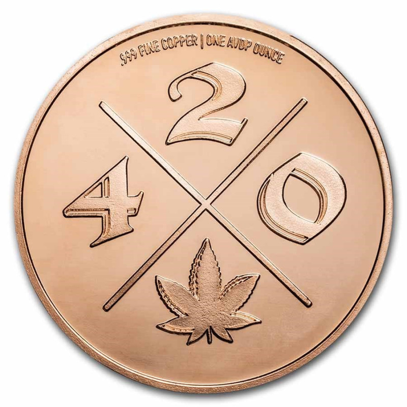 Miedziany Medal Cannabis 420 Leaf, 1 uncja - awers Miedziany Medal Cannabis 420 Leaf, 1 uncja - awers