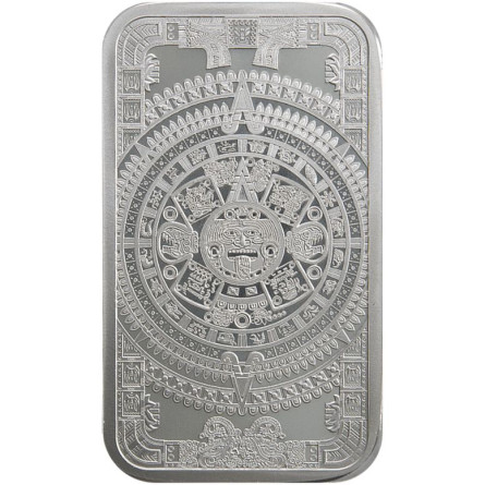 Aztec Calendar Silver Bar, 1 oz - front