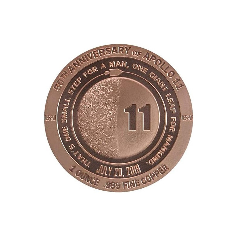 Miedziany Medal Apollo 11 50th Anniversary , 1 uncja - rewers