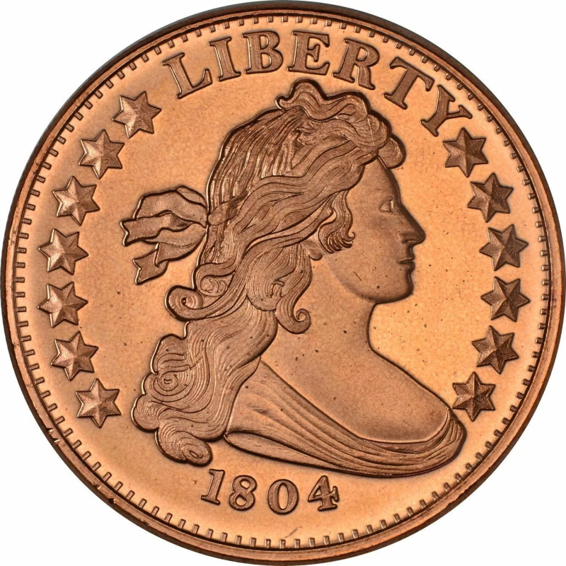 Copper Draped Bust Dollar Medal, 1 oz - front