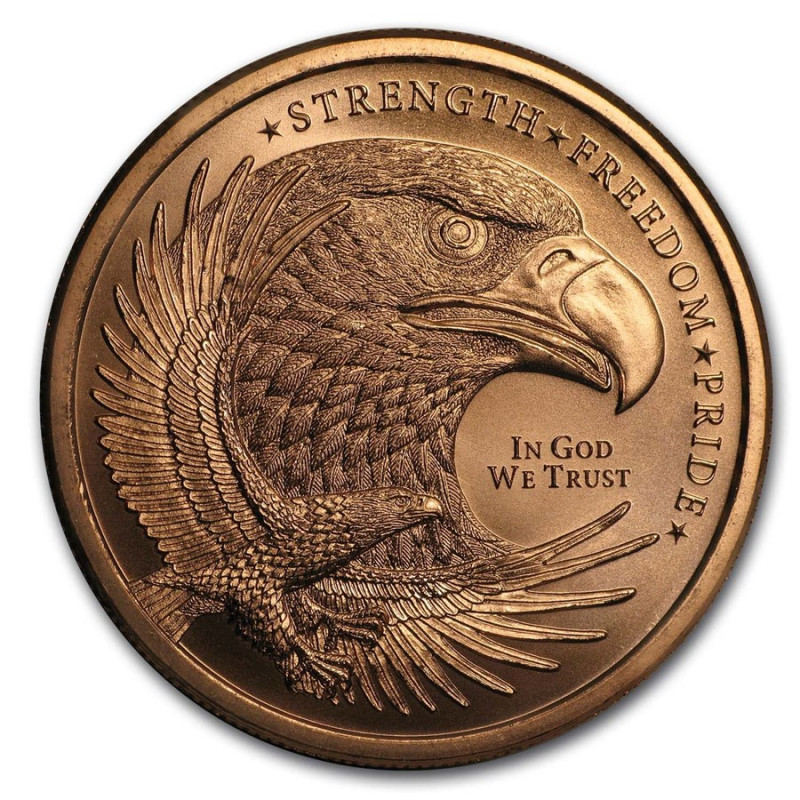 Copper Eagle Medal - Strength, Freedom, & Pride, 1 oz - obverse. Copper Eagle Medal - Strength, Freedom, & Pride, 1 oz - obverse.