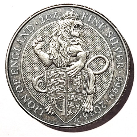 Srebrna Moneta Queen's Beasts: Löwe von England 2016 (Antiquiert), 2 uncje - rewers