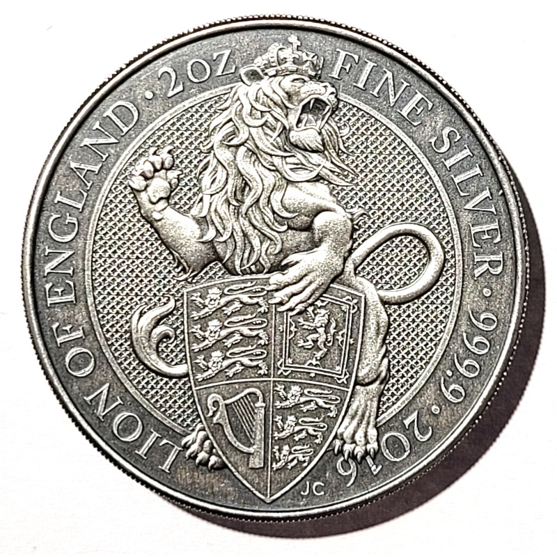 Srebrna Moneta Queen's Beasts: Löwe von England 2016 (Antiquiert), 2 uncje - rewers