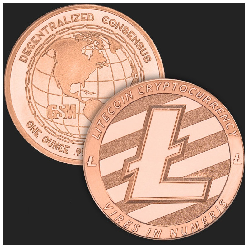 Miedziany Medal GSM Litecoin, 1 uncja - photo
