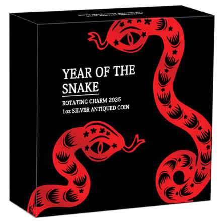 Srebrna Moneta Lunar III: Rok Węża 2025 Charm, 1 uncja - box 2