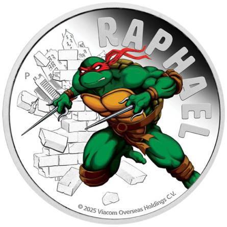 Srebrna Moneta Teenage Mutant Ninja Turtles: Raphael 2025 Farbe, 1 uncja - rewers