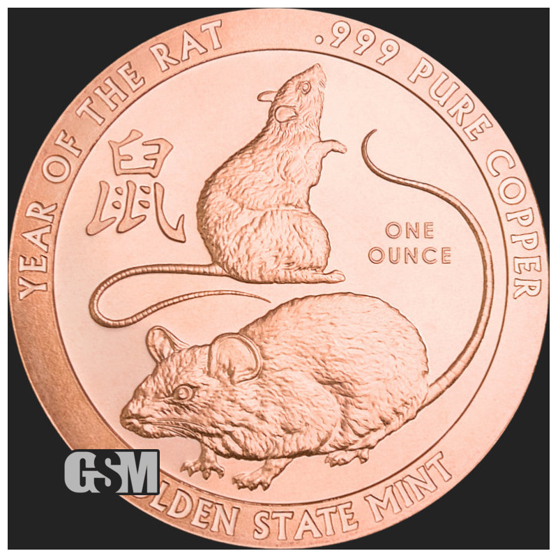 GSM Copper Medal - Year of the Rat, 1 ounce - reverse side GSM Copper Medal - Year of the Rat, 1 ounce - reverse side