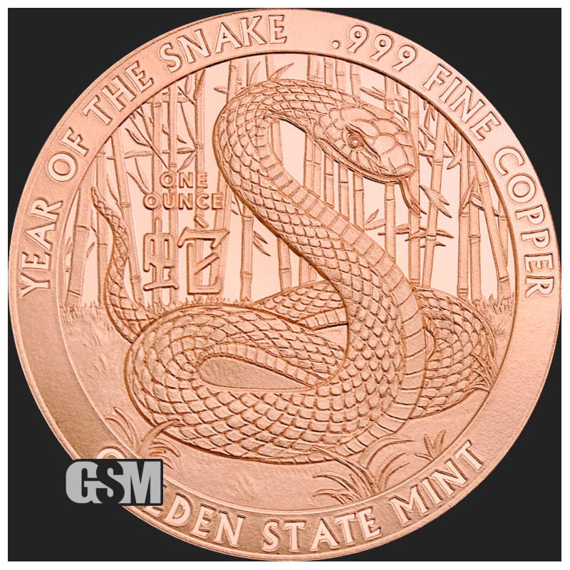 Miedziany Medal GSM - Year of the Snake, 1 uncja - awers Miedziany Medal GSM - Year of the Snake, 1 uncja - awers