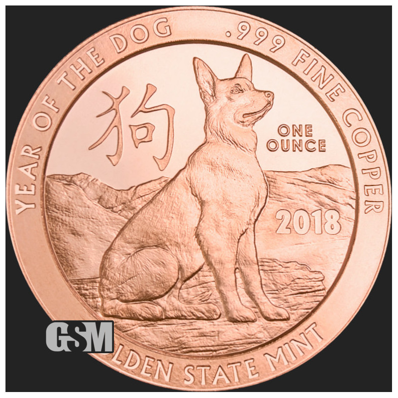 GSM-Kupfermedaille - Jahr des Hundes, 1 Unze.