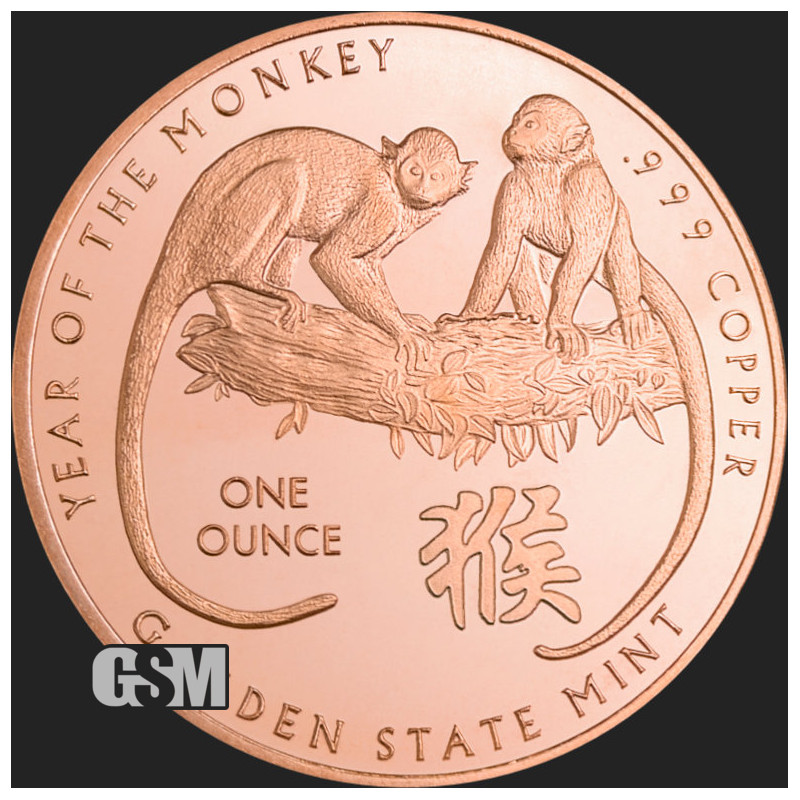 GSM-Kupfermedaille - Jahr des Affen, 1 oz. GSM-Kupfermedaille - Jahr des Affen, 1 oz.