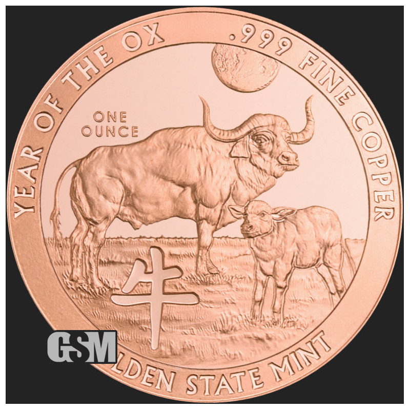 Miedziany Medal GSM - Year of the Ox, 1 uncja - awers Miedziany Medal GSM - Year of the Ox, 1 uncja - awers