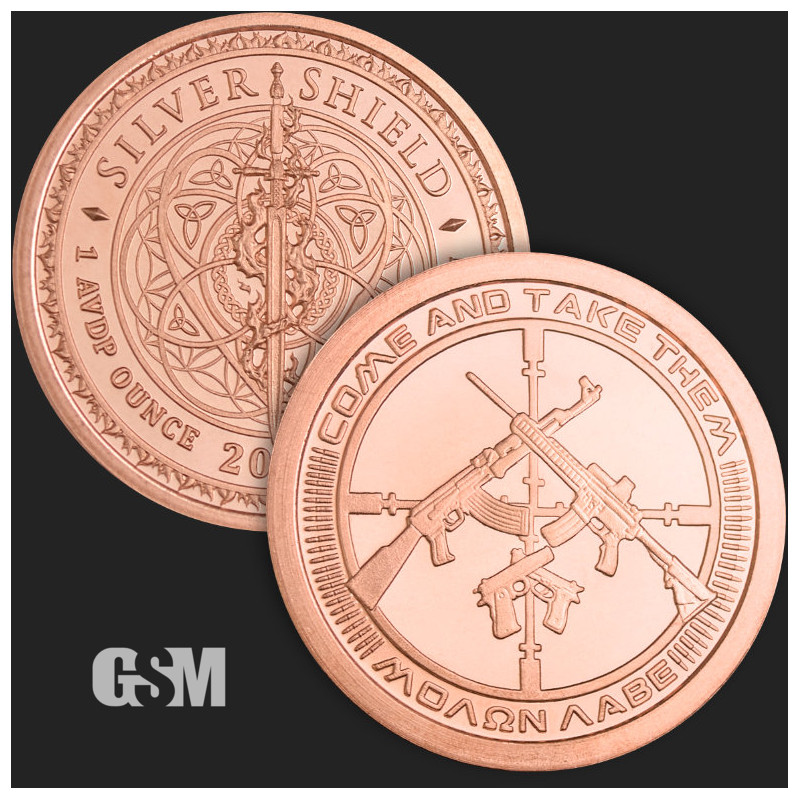 Мідна медаль GSM - Silver Shield AG-47, 1 унція. Мідна медаль GSM - Silver Shield AG-47, 1 унція.