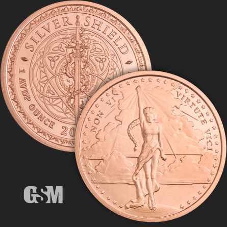 GSM Copper Medal - Silver Shield Non vi Virtue Vici, 1 oz.