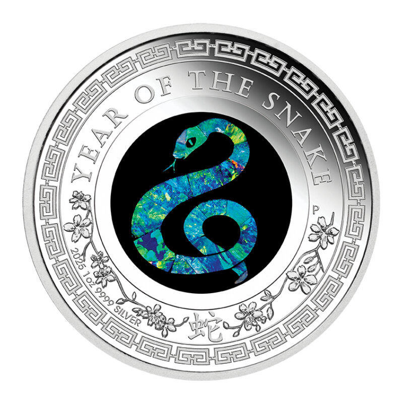 Srebrna Moneta Lunar Opal Jahr der Schlange 2025, 1 uncja - rewers