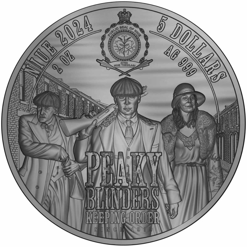 Arthur Shelby Silbermünze - Peaky Blinders 2024, 2 Unzen - Vorderseite