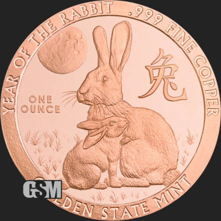 Miedziany Medal GSM - Year of the Rabbit, 1 uncja - rewers