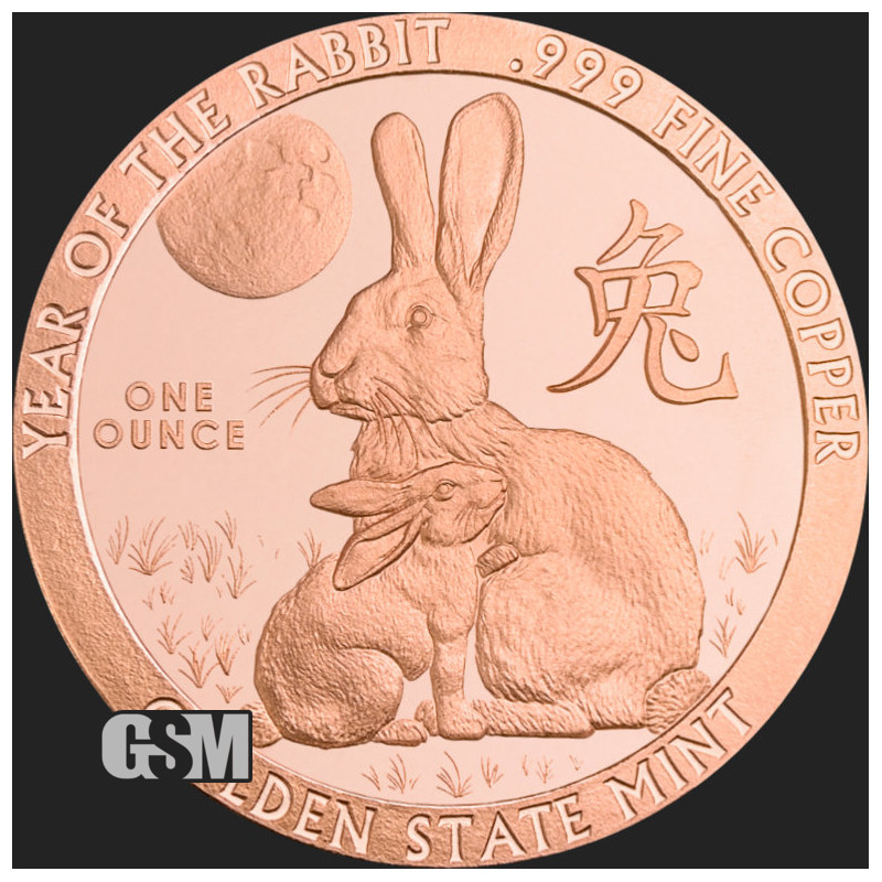 Miedziany Medal GSM - Year of the Rabbit, 1 uncja - rewers Miedziany Medal GSM - Year of the Rabbit, 1 uncja - rewers