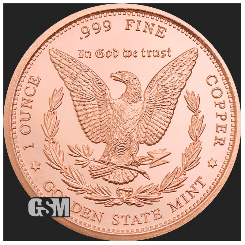 GSM Morgan Dollar copper medal, 1 ounce - obverse.