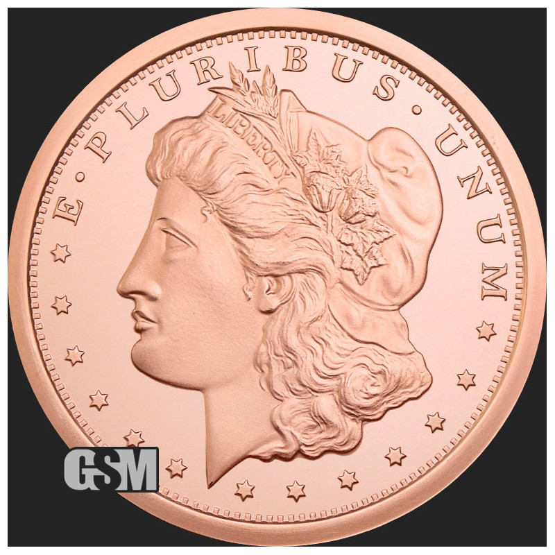 GSM Morgan Dollar Copper Medal, 5 oz - reverse side GSM Morgan Dollar Copper Medal, 5 oz - reverse side