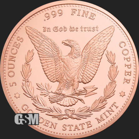 GSM Morgan Dollar Copper Medal, 5 oz - reverse side