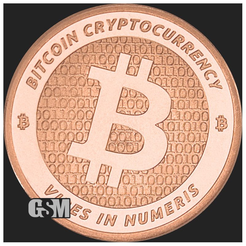 Miedziany Medal GSM Bitcoin, 1 uncja - awers Miedziany Medal GSM Bitcoin, 1 uncja - awers