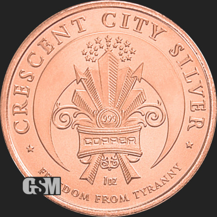 Copper GSM Bankster Justice Medal, 1 oz - reverse side