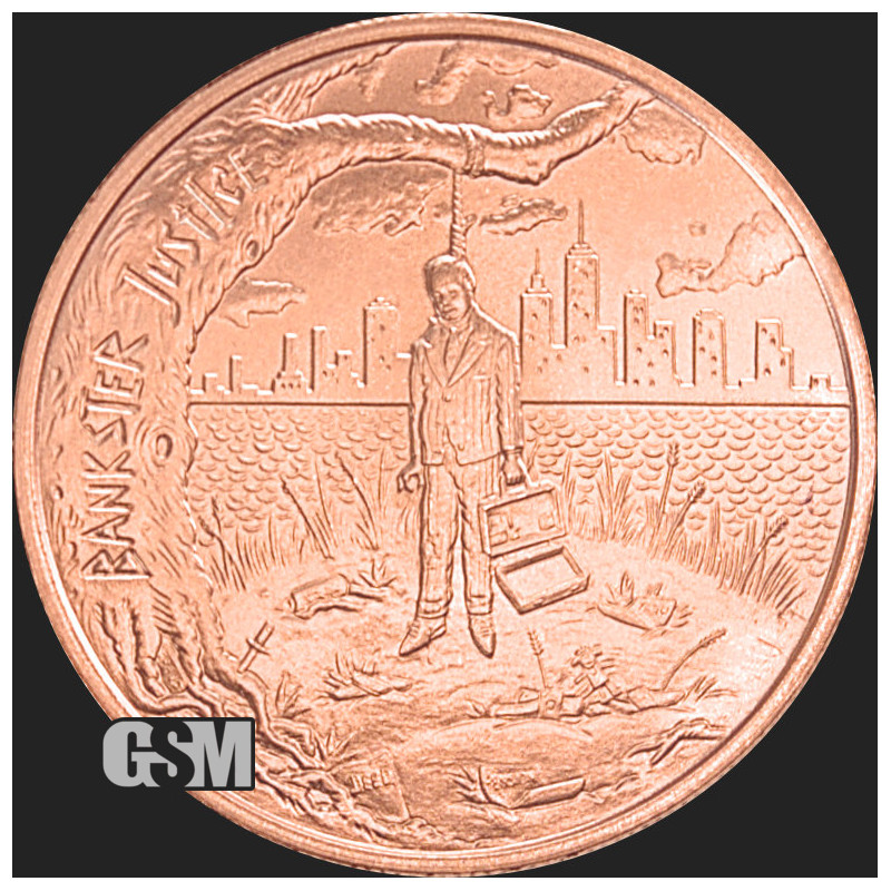 Kupfer GSM Bankster Justice Medaille, 1 Unze - Rückseite