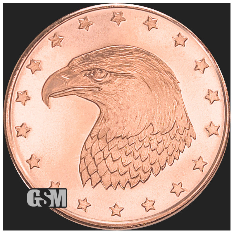 Miedziany Medal GSM Eagle Head, 1 uncja - awers