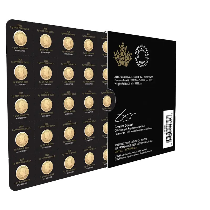 Złota Moneta 25 x 1g Liść Klonowy MapleGram 2025 Złota Moneta 25 x 1g Liść Klonowy MapleGram 2025