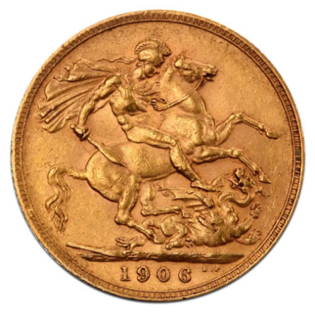 Золота монета «Суверен» короля Едуарда VII, 1902–1910 рр.