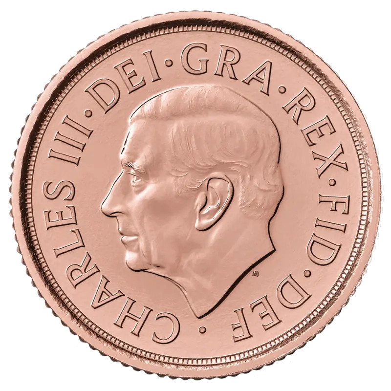 Goldmünze „Halber Souverän“ von Karl III. 2022 Goldmünze „Halber Souverän“ von Karl III. 2022