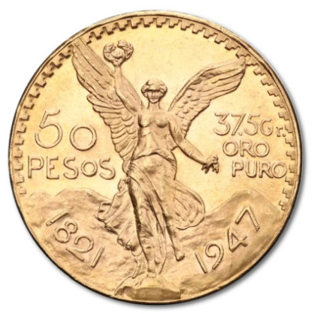 Złota moneta 50 Pesos Meksykańskich 1821-1947