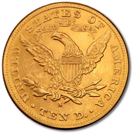 Gold Coin 10 Dollar Eagle Head of Liberty 1866-1907