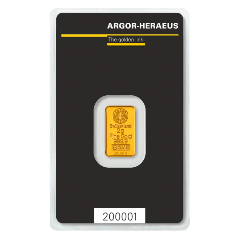 Argor-Heraeus 2g, 24k Gold Investment Bar 24h Argor-Heraeus 2g, 24k Gold Investment Bar 24h