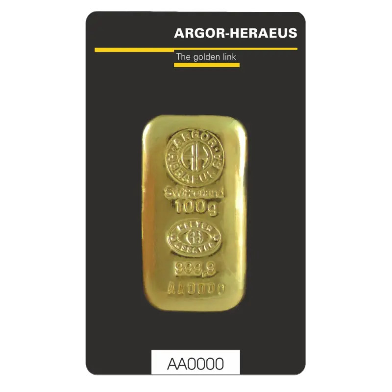 Золотий зливок Argor-Heraeus, литий, 100 г