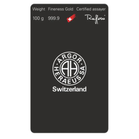 Argor-Heraeus Cast Gold Bar, 100g