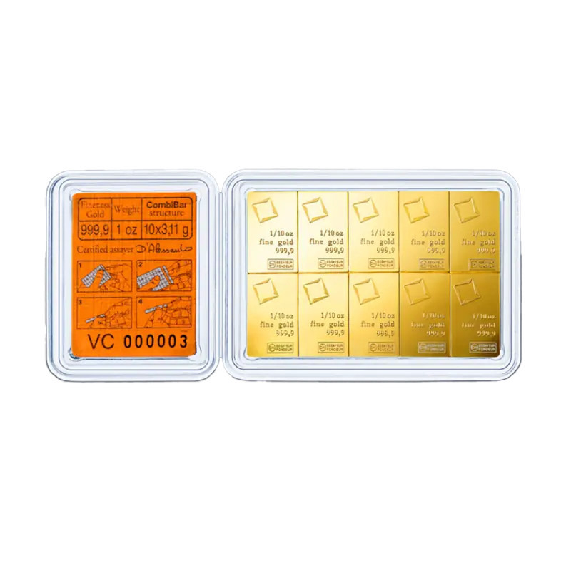 Złota Sztabka Valcambi CombiBar 10 x 1/10 uncji