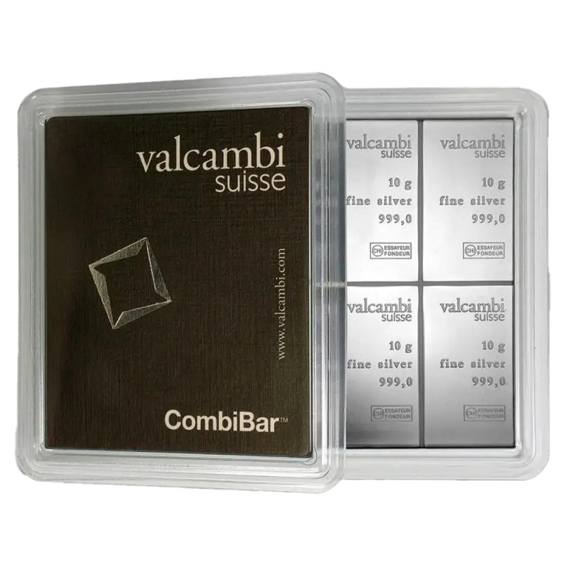 Срібний зливок 10 х 10 г CombiBar Valcambi