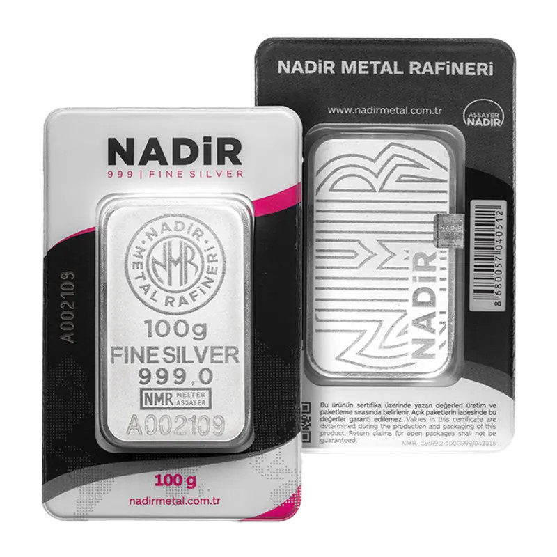 Срібний зливок Nadir, 100 г