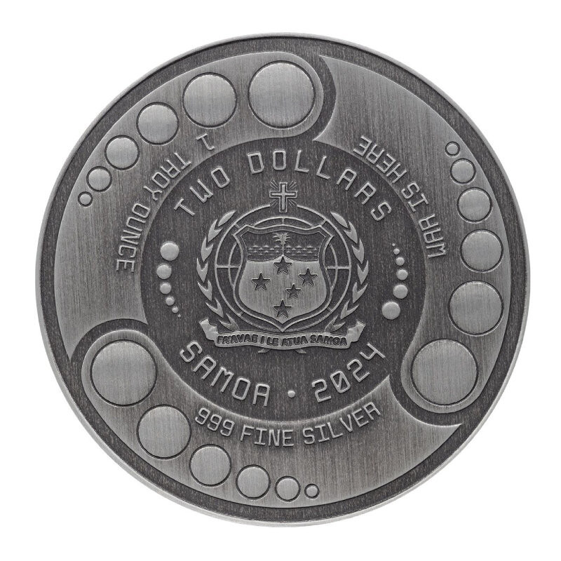 Srebrna Moneta Samoa, Alien 2024 Antiqued, 1 uncja - awers Srebrna Moneta Samoa, Alien 2024 Antiqued, 1 uncja - awers