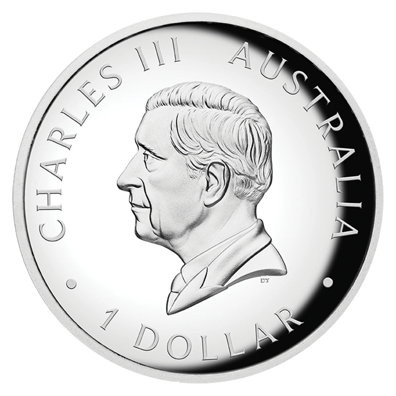 Srebrna Moneta Australian Kangaroo 2025, 1 uncja (proof) - awers Srebrna Moneta Australian Kangaroo 2025, 1 uncja (proof) - awers