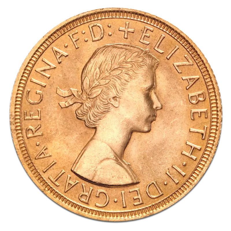 Złota Moneta Suweren Elżbieta II 1957-2021